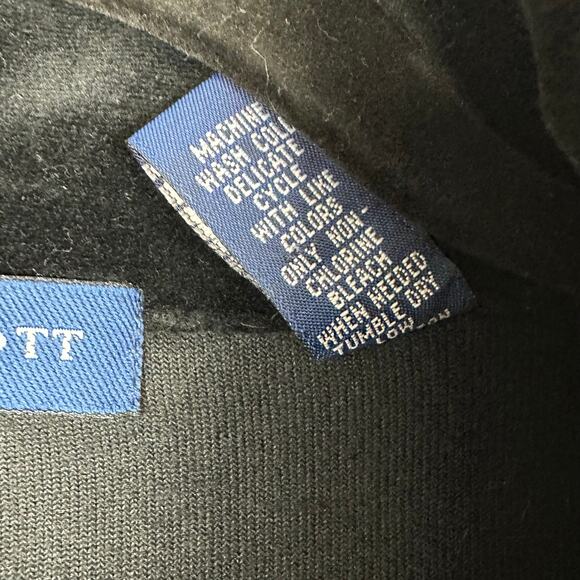 Womens VTG Karen Scott Black Velvet Velour Button Up Holiday Embroidered Top L - Picture 7 of 7